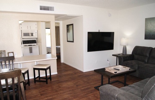 New Papago Parkway Apartment | 107 Exclusive Getaway | Heated Pool, Fire Pit & Fully Furnished Suite for Short or Long Stays