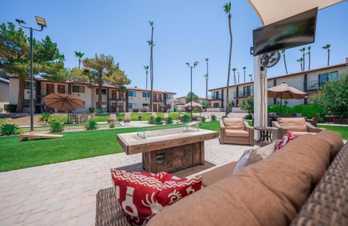 New Papago Parkway Apartment | 107 Exclusive Getaway | Heated Pool, Fire Pit & Fully Furnished Suite for Short or Long Stays