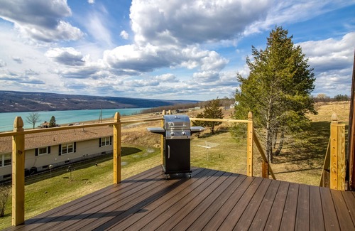 Burdett Apartment | 2nd-floor studio w/Seneca Lake views, spacious deck, full kitchen, gas grill