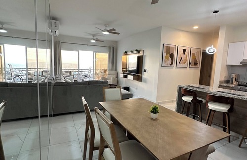 Rosarito Condo | 3BR Oceanview retreat with AC, Sleep 8, Gated, Top floor, Pool, Security 24/7