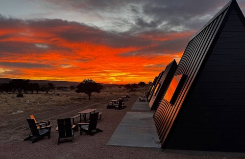 Teasdale Cabin | #54 Star-Gazing A-frame Cabin, 2 double beds, No Pets, Bathroom at bathhouse