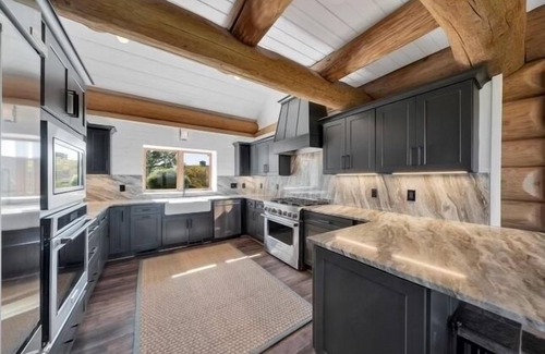 Blue Ridge House | 5500 sf cabin: 6 king/2 queen beds, heated pool/spa, game room, mountain views