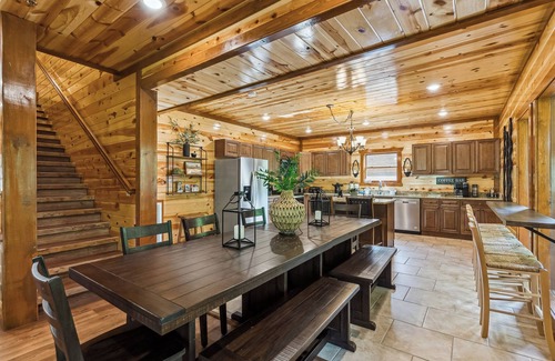 Caton Cabin | 6 King Master Suites, Large Pool, Grill, Hot Tub, Game Room and Theater!