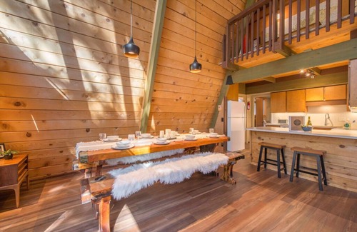 Lake Forest Cabin | A Frame of Mind- filtered lake views, a large deck area, and only a short drive to shores of Tahoe