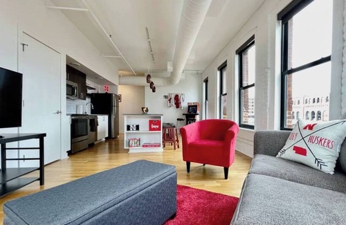 Southeast Omaha Apartment | A historic Husker themed, 1,300 square foot loft in the heart of the Old Market