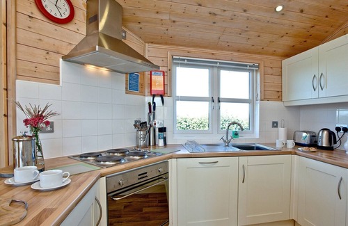 St Merryn Cabin | A light and spacious lodge with one double with walk in wardrobe and en-suite shower and one twin.