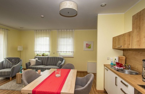 Burg-Dorf Apartment | Apartment Balance, bedroom, living room, kitchen, shower/WC, terrace - Spreewald LODGE