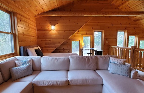 Lake Township House | Arbor Lodge Lakehouse: Wooded Lodge with private beach access and dock on Big Platte Lake