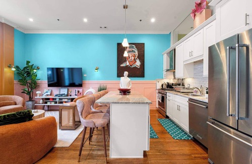 Near West Side Apartment | Arcade, Free Parking, Sleeps 8!