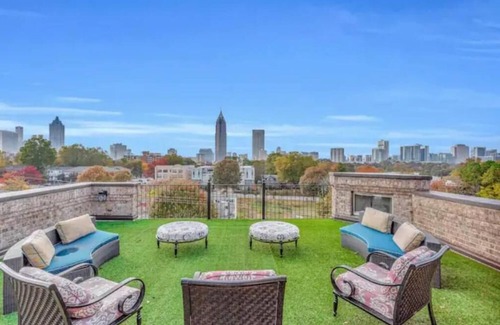 Old Fourth Ward House | Atlanta Castle & Kingdom House. Rooftop with an amazing view of city skylines.