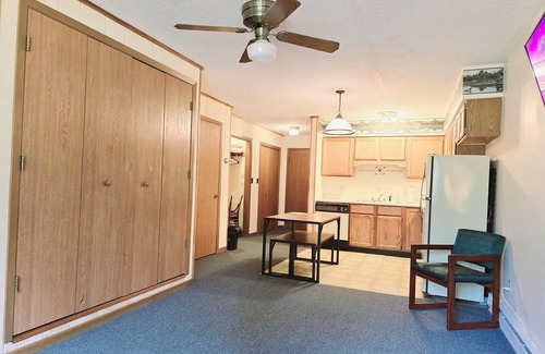 Ironwood Apartment | Be Self Sufficient at our resort! Condo #1 inside the Lodge at North Ironwood Acres Resort. A private two level apartment style rental that sleeps 1-8 people. Kitchenette. 5 beds! 2 bathrooms. DOG FRIENDLY!
