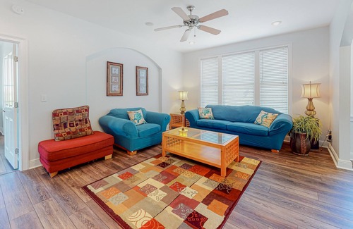 Treasure Beach Village House | Beach view dog-friendly home with a pool, tennis, fireplace, washer/dryer, grill