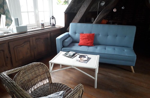 Cintray Apartment | Bedrooms upstairs in a farmhouse