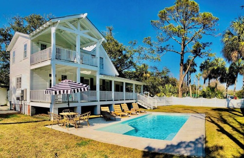 Tybee Island Cottage | Bliss Cottage - private pool, porches galore, designer oasis