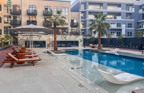 Jumeirah Village Circle Apartment | Blue Breeze - Elegant 1BR with Private Jacuzzi & Terrace in JVC