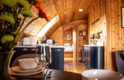 St Harmon Cottage | Bluebell - Glamping Pod with Hot Tub Sleeping 4, Pet friendly
