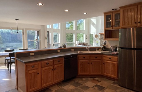Robbinsville House | Bright,Modern Lakefront Home - Private Swimming Cove , Pontoon rental available