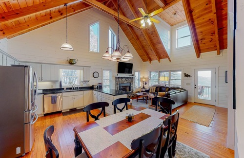 Clayton House | Brilliant cabin with mountain view, fireplace, air hockey, central AC & W/D