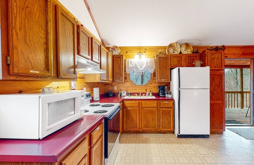 Eureka Springs Cabin | Cabin in quiet location with jetted tub, fireplace, AC & deck