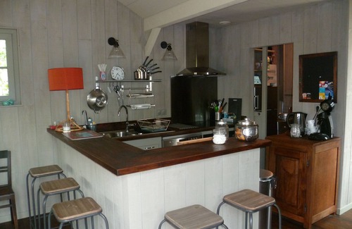 Cazaux House | Cabin-style house on the Cazaux canal (15 min from Arcachon) with private pontoon