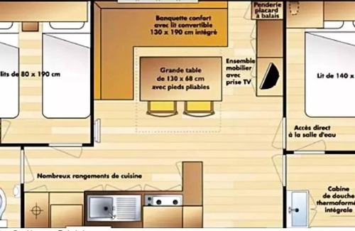 Les Ollieres-sur-Eyrieux House | Camping Le Mas De Champel **** - Mobile Home Standard 3 rooms 4 people
