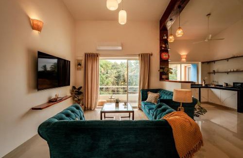 Kudal Apartment | CasaKai 2BHK Bohemian Spread with 3 Patios & Pool, Near Thalassa