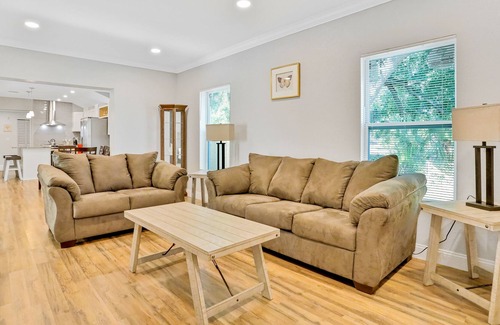 Palm River-Clair Mel House | Centrally located home with a full kitchen, board games, and central AC