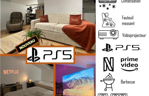 Poitiers Apartment | CINELOFT Gare, Cinema, PS5, Air Conditioning, Massage, Netflix, Prime Video