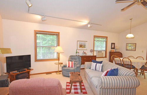 Empire Apartment | Condo in the woods with a firepit, washer/dryer, partial AC, & furnished deck