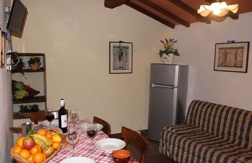 Colle di Val d'Elsa House | Cosy apartment in villa for 2 guests with pool, TV, patio, pets allowed and parking