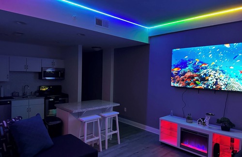 Mile Square Apartment | Cozy 1BR APT in the Heart of the City - LED Lights! 7 Min Walk to Gain bridge!