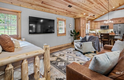 Rogers Cabin | Cozy cabin with hot tub, alfresco dining, & firepit - close to Beaver Lake