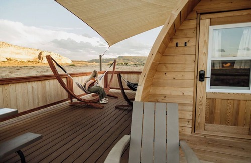 Monticello RV Rental | Cozy cedar pod with stunning La Sal Mountain Views