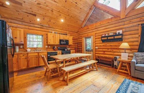 Thayerville Cabin | Cozy Dog Friendly Log Cabin w/Hot Tub & Fireplace
