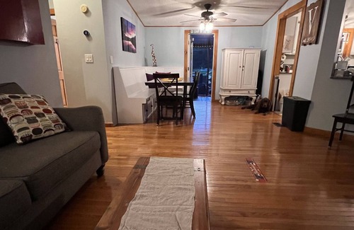 Barnstead House | Cozy home with private beach on Huntress Pond and short drive to skiing!