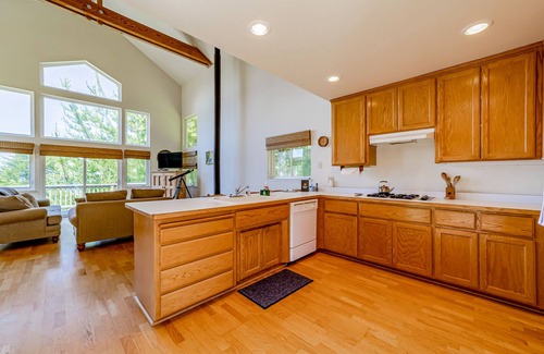 Shelter Cove House | Cozy vacation getaway with ocean views, grill, games, W/D, & wood stove