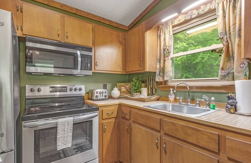 Sylva House | Creekside getaway with full kitchen, furnished deck, & gas grill