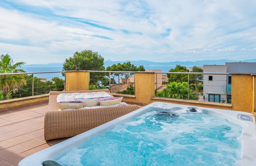 Badia Gran Villa | Design Villa Bahia Azul with panoramic sea view, pool, hot tub