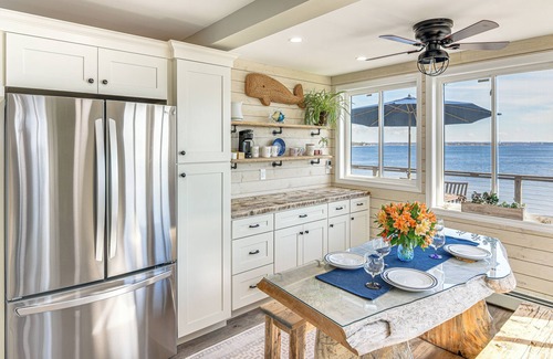 Bristol Cottage | Dock, Sunrise View: Waterfront Home on Mt Hope Bay