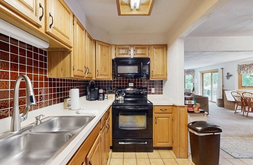 Jackson Condo | Dog-Friendly Condo with Patio, Wood Stove, Full Kitchen, W/D, & Free WiFi