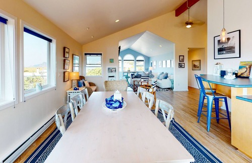 Manzanita House | Dog-friendly home with ocean views, deck, hammock, gas grill & gas fireplace