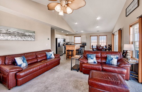 Frisco House | Dog-friendly home with hot tub, sunset sound view, & game room
