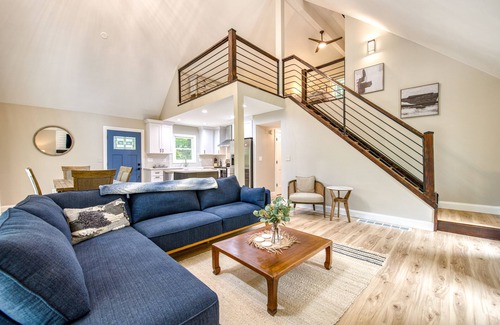 Fletcher House | Dog-friendly home with deck, gas fireplace, central AC, & washer/dryer