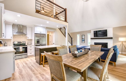 Fletcher House | Dog-friendly home with deck, gas fireplace, central AC, & washer/dryer