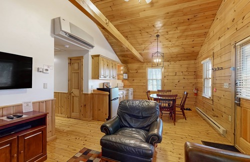 Northport Cabin | Dog-friendly nature lovers retreat with fireplace, WiFi, AC & playground