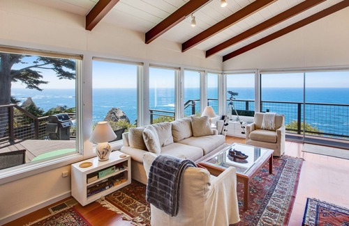 Albion Cabin | Dog-Friendly, Oceanfront Home w/Private Hot Tub, Deck, WiFi, & Spectacular Views