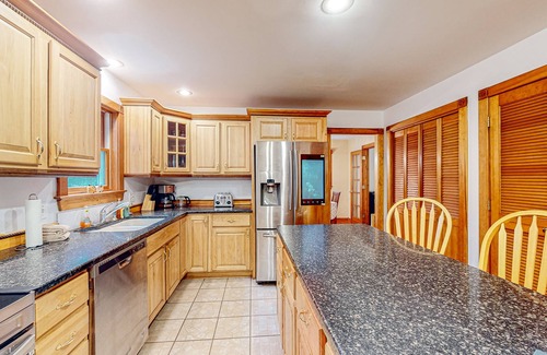 York Beach House | Dog-friendly rural home near beach with firepit, porches, grill, & pellet stove