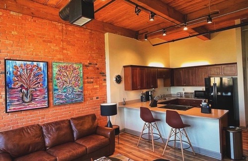 Downtown Rochester Apartment | Downtown Industrial 1-Bedroom Post and Beam Loft Near Redwings Baseball Stadium