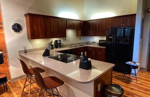 Downtown Rochester Apartment | Downtown Industrial 1-Bedroom Post and Beam Loft Near Redwings Baseball Stadium