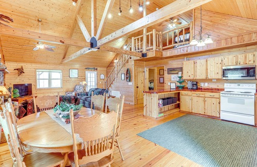 Boswell Cabin | Fire Pit, Screened Deck: Riverfront Ozarks Cabin!